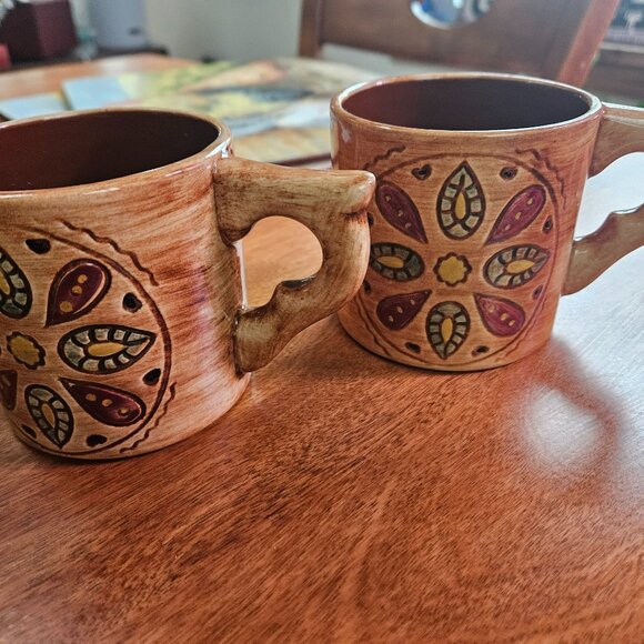 Pennsbury pottery vintage folk art glazed coffee mugs 1970s - Picture 1 of 7